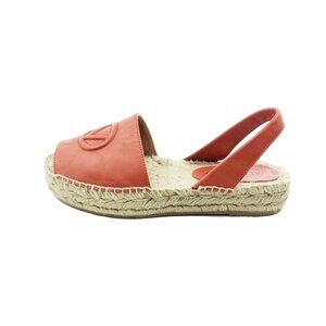 Valentino Garavani Clavesli Espadrille Sandal Cognac Leather Womens Size 37 US 7